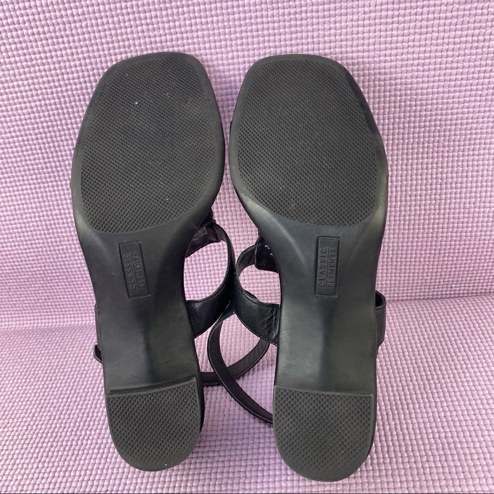Classic Elements Shoshanna Square Toe Block Heel Sandal Black Size 9 Leather - Picture 11 of 12